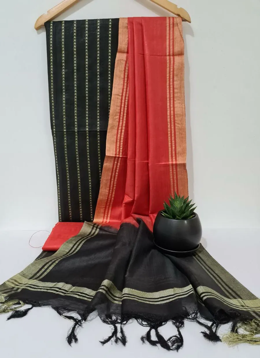 Crafted Semi Tussar Bhagalpuri Suit Set for Women 